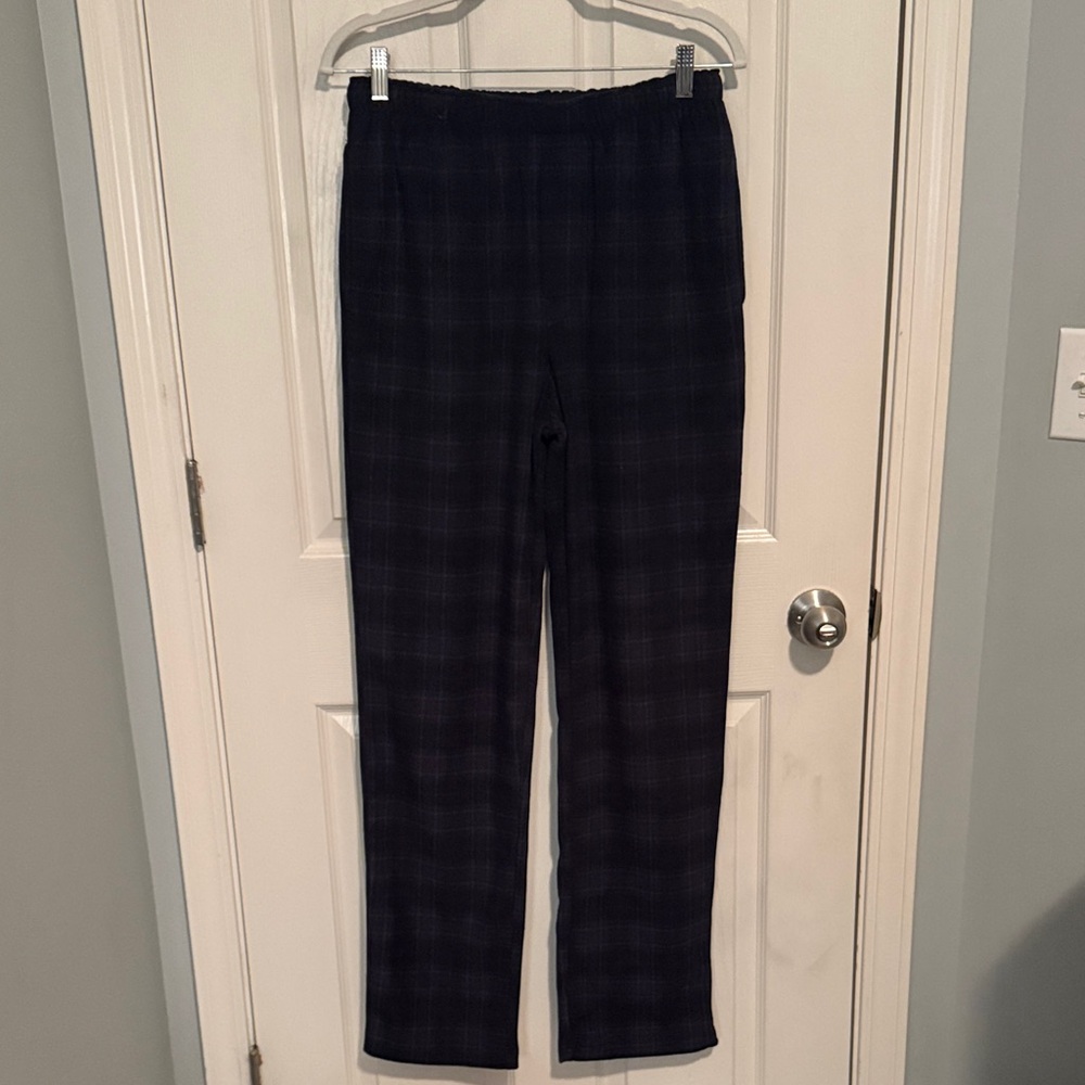 SKIMS unisex Midnight Blue Plaid Fleece Sleep Pants